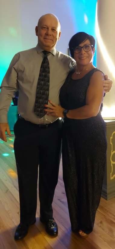 A couple dressed for the evening