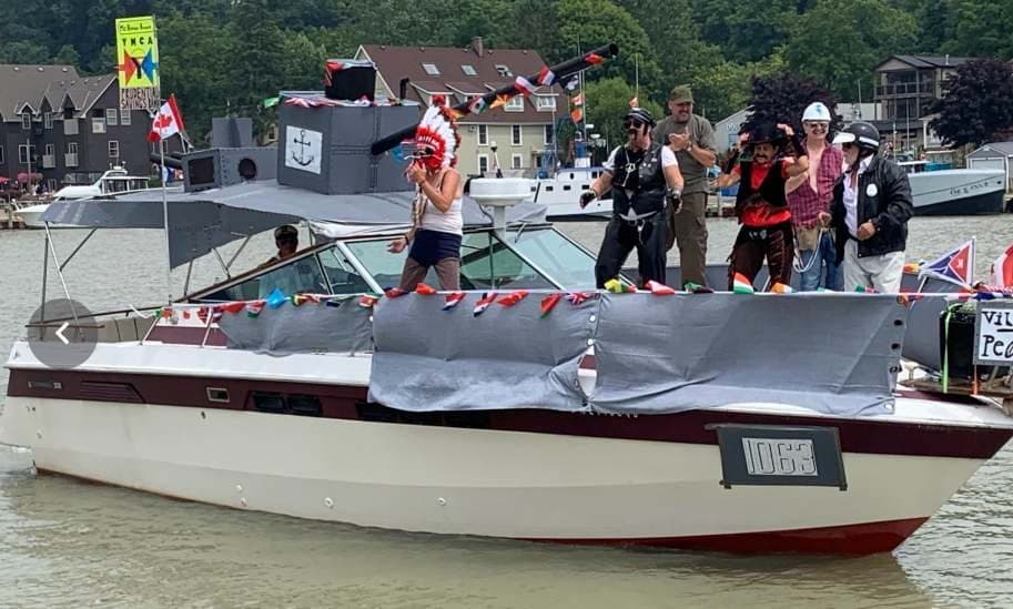 Dale Pitcher’s crew in costume aboard their boat