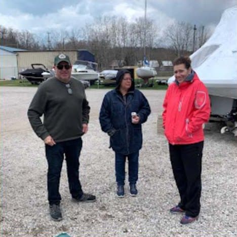 Members bundled up against the cold on clean-up day