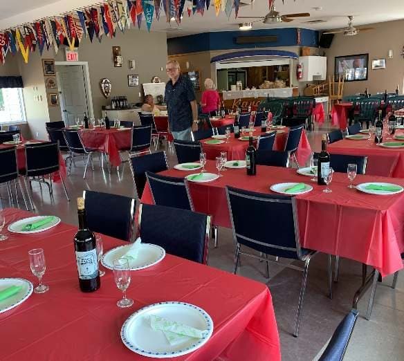 Tables laid for the Italian dinner