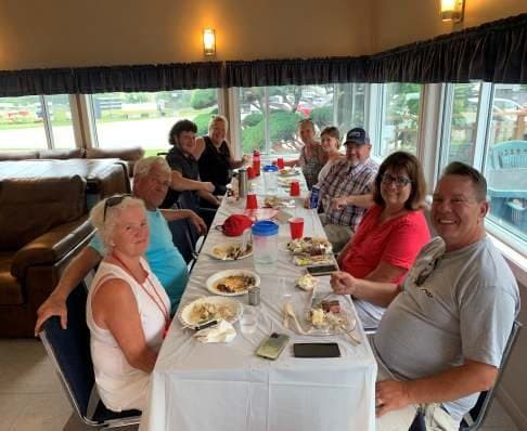The clubhouse full for the steak barbecue